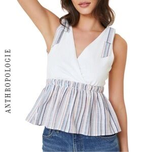 NWT Anthropologie Dolan V-Neck Peplum Bow Tie Tank